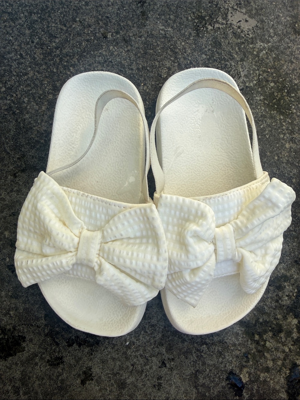 Zara Cream Bow Slide Sandals with Back Strap
